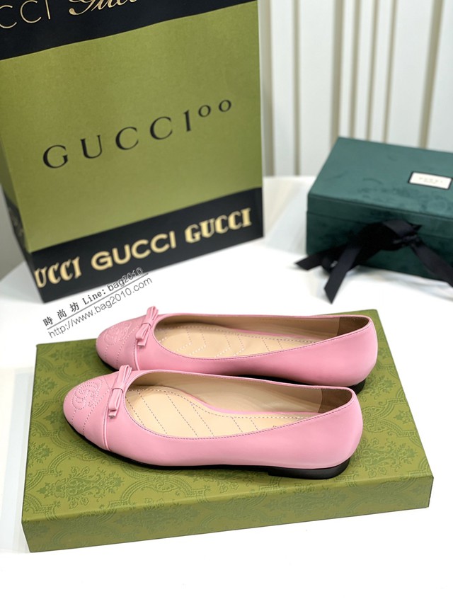 gucci古馳雙G平底芭蕾舞鞋 原版羊皮單鞋 dx3285